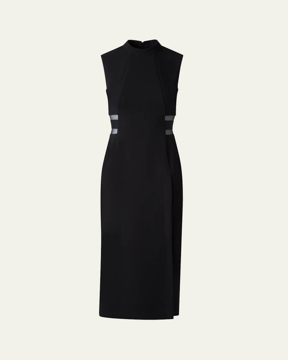 Double-Face Wool Sheath Midi Dress